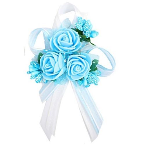 Duży kotylion dla rodziców 6x9cm, błękitny