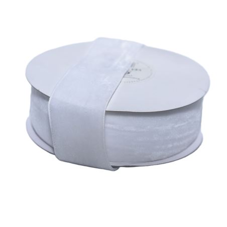 Wstążka aksamitna velvetowa, 38mm/9mb, biała