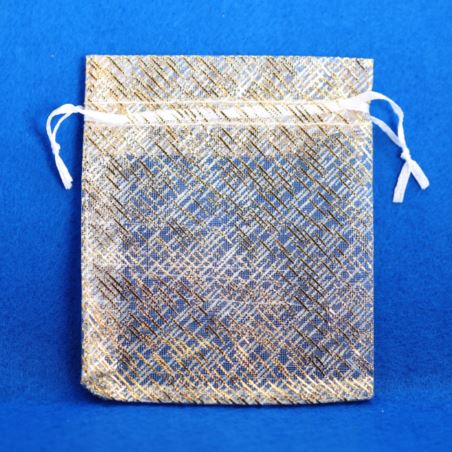 Woreczki z organzy BROKAT, 10x12cm/12szt, złote
