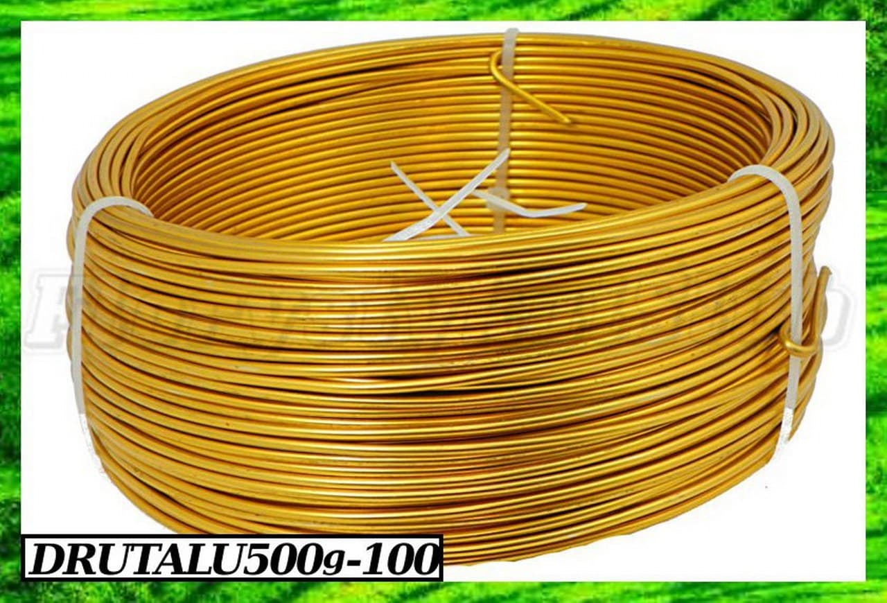 Drut  aluminiowy śr.2mm/500g/60mb, złoty