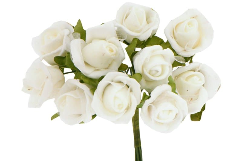 Róże piankowe z drutem śr.2cm/10szt, białe