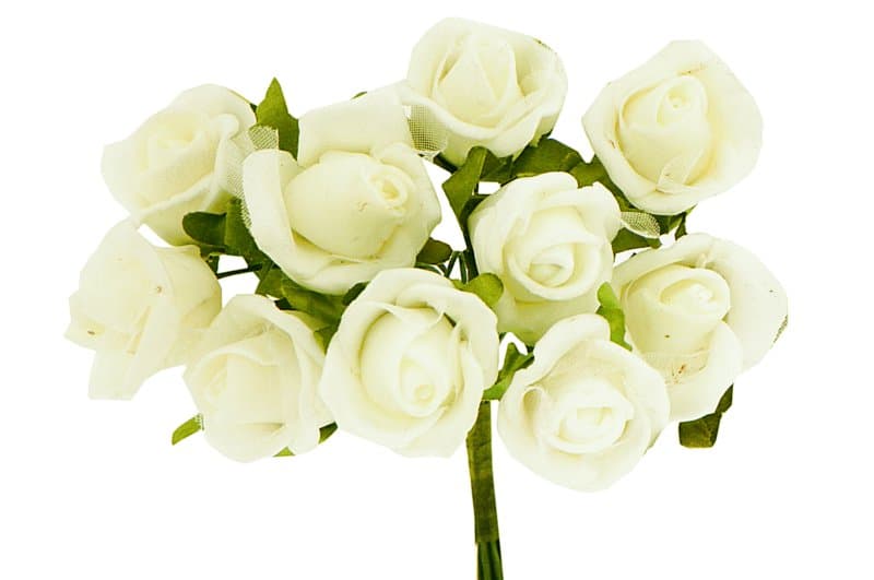 Róże piankowe z drutem śr.2cm/10szt, jasnokremowe