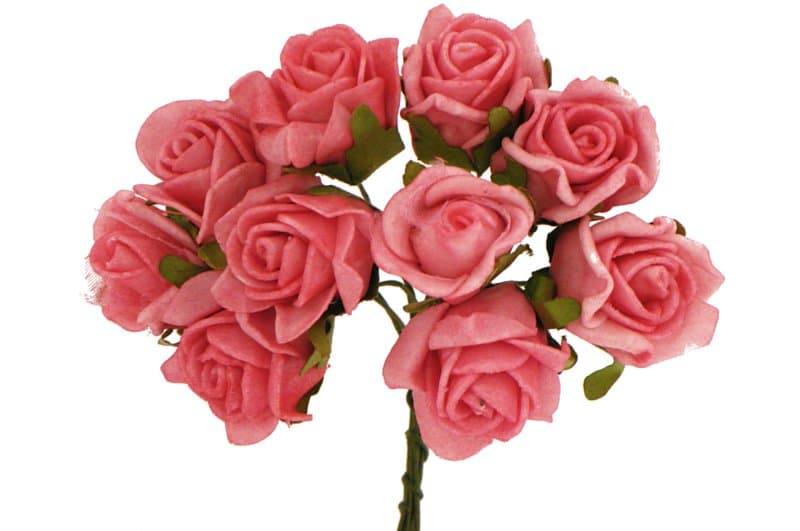 Róże piankowe z drutem śr.2cm/10szt, różowe