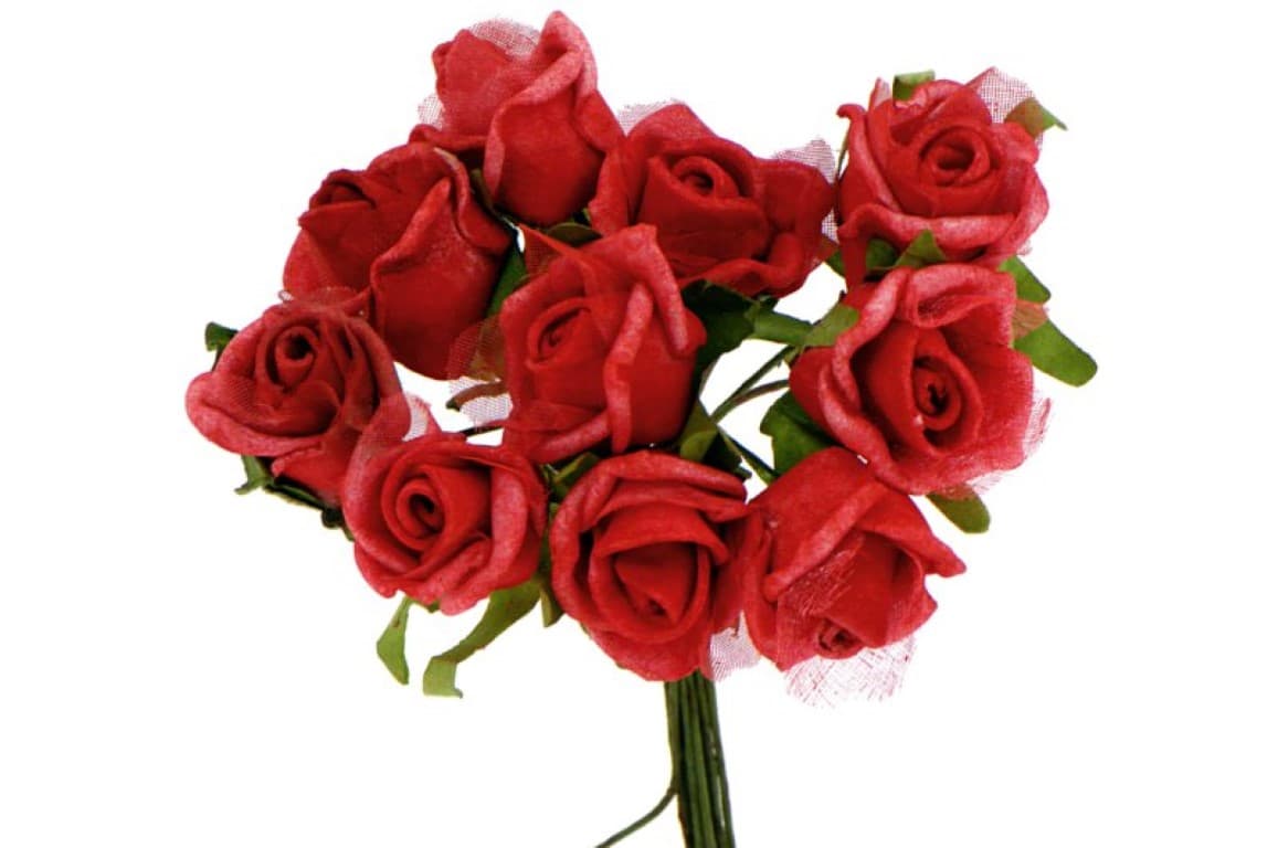 Róże piankowe z drutem śr.2cm/10szt, czerwone