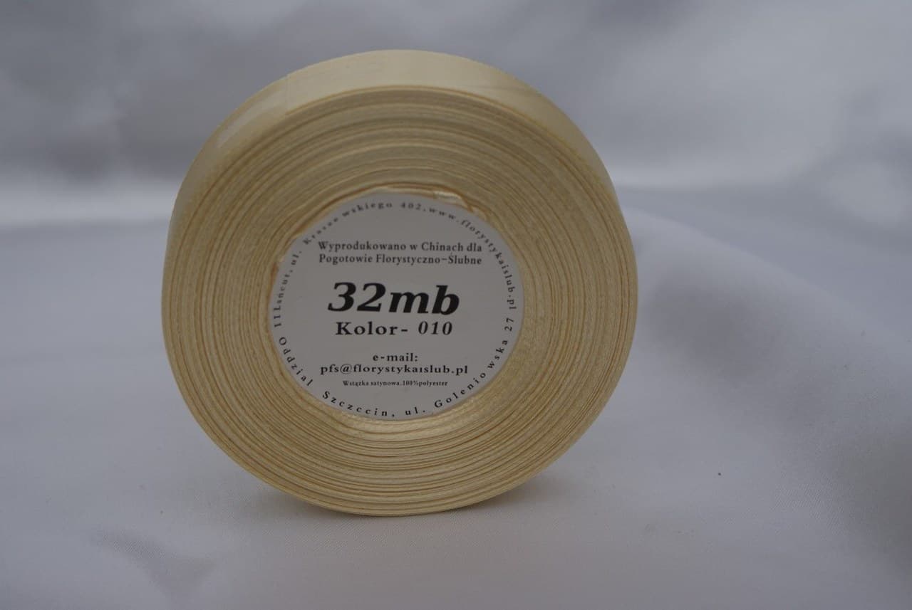 Wstążka taśma satynowa 19mm/32mb,  kremowa
