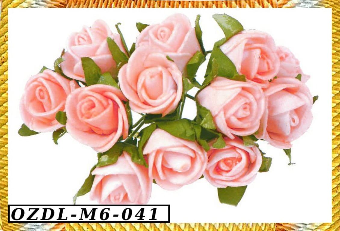 Piankowe róże na drucie 1,5cm/12szt, j. różowe