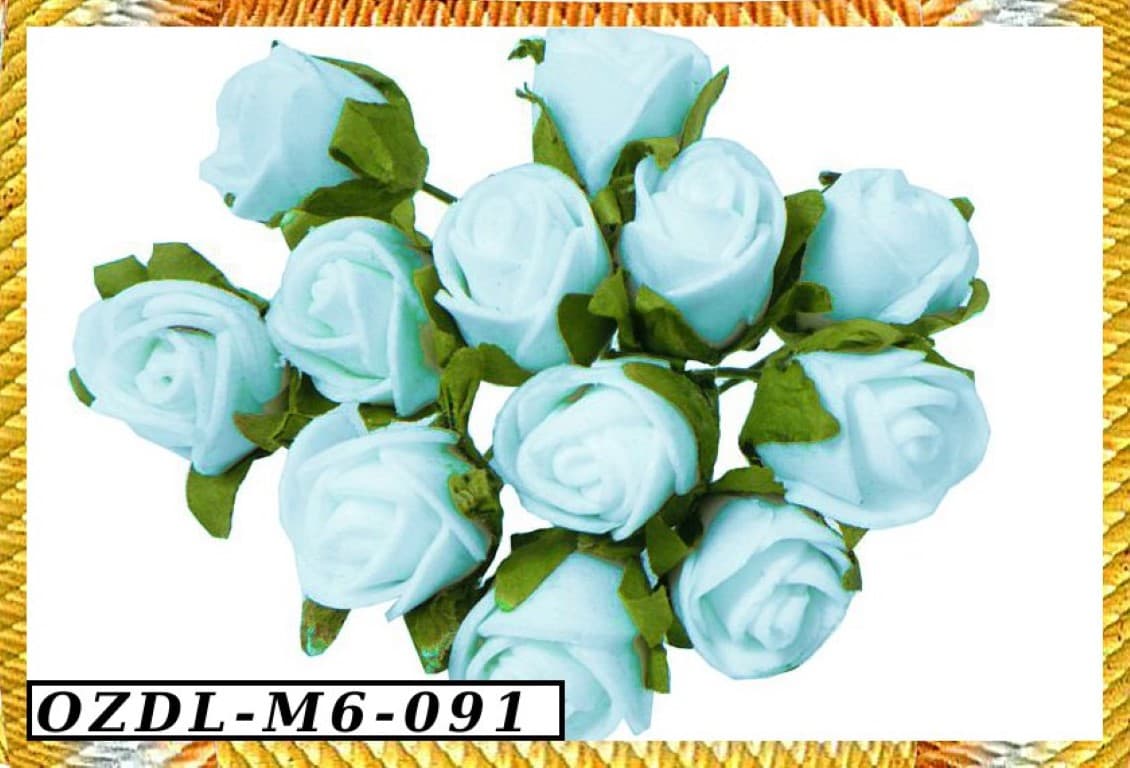 Piankowe róże na drucie 1,5cm/12szt, błękitne