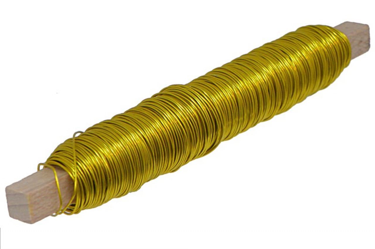 Drut florystyczny stalowy 0,5mm/100g/60mb, złoty