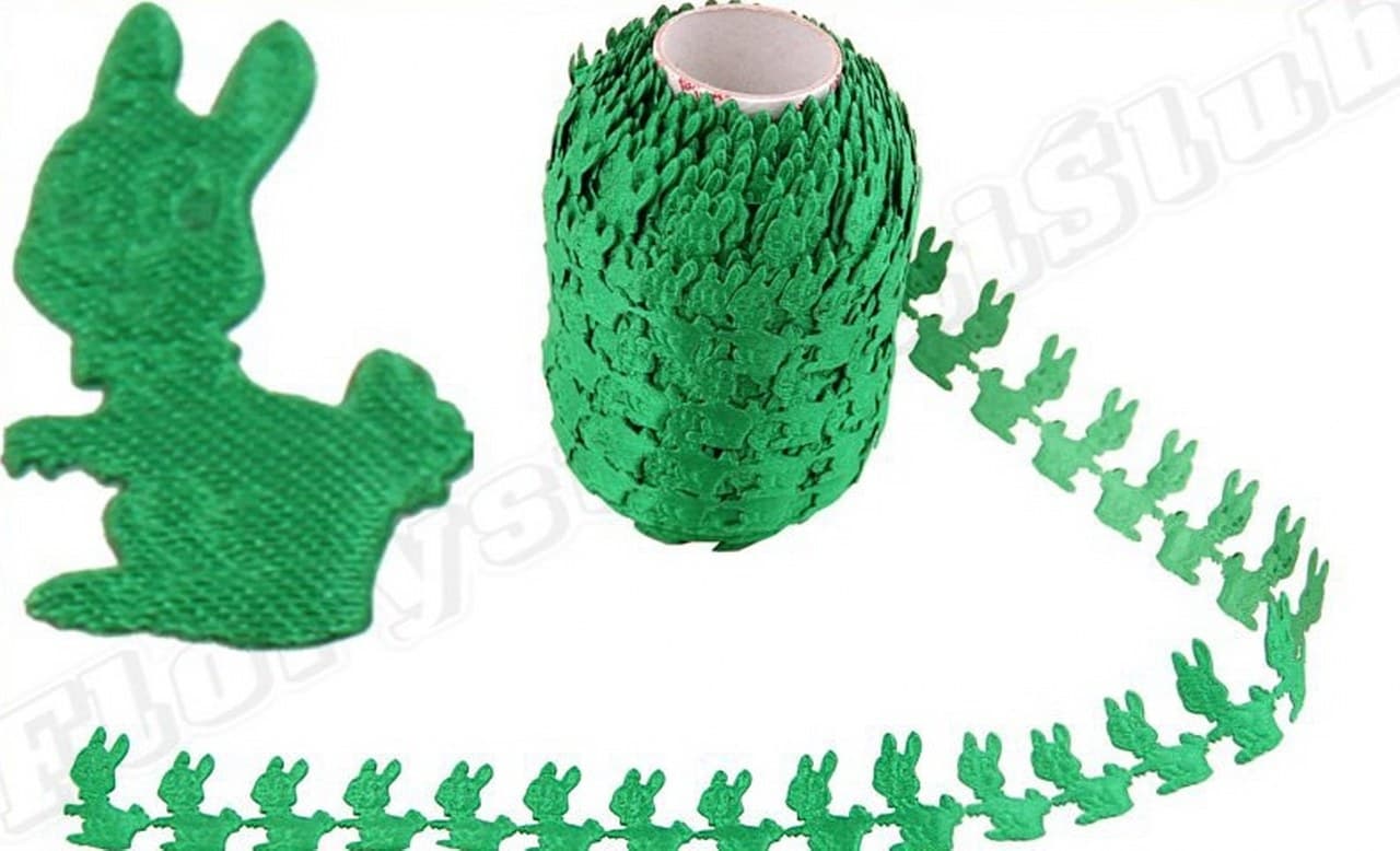 Aplikacje zajączek 1,5x2,5cm/65szt,1mb,c. zielone