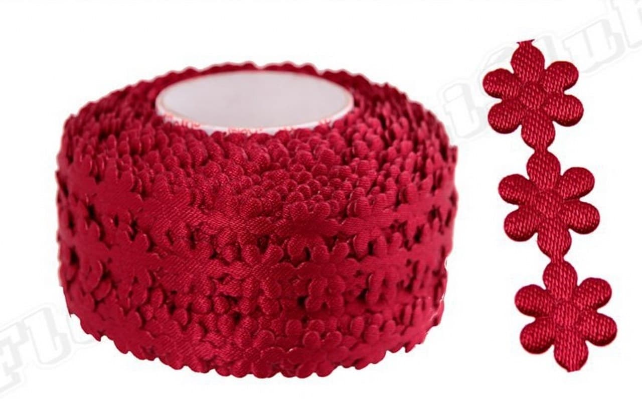 Aplikacje kwiatek pełny mały bordowy 1mb