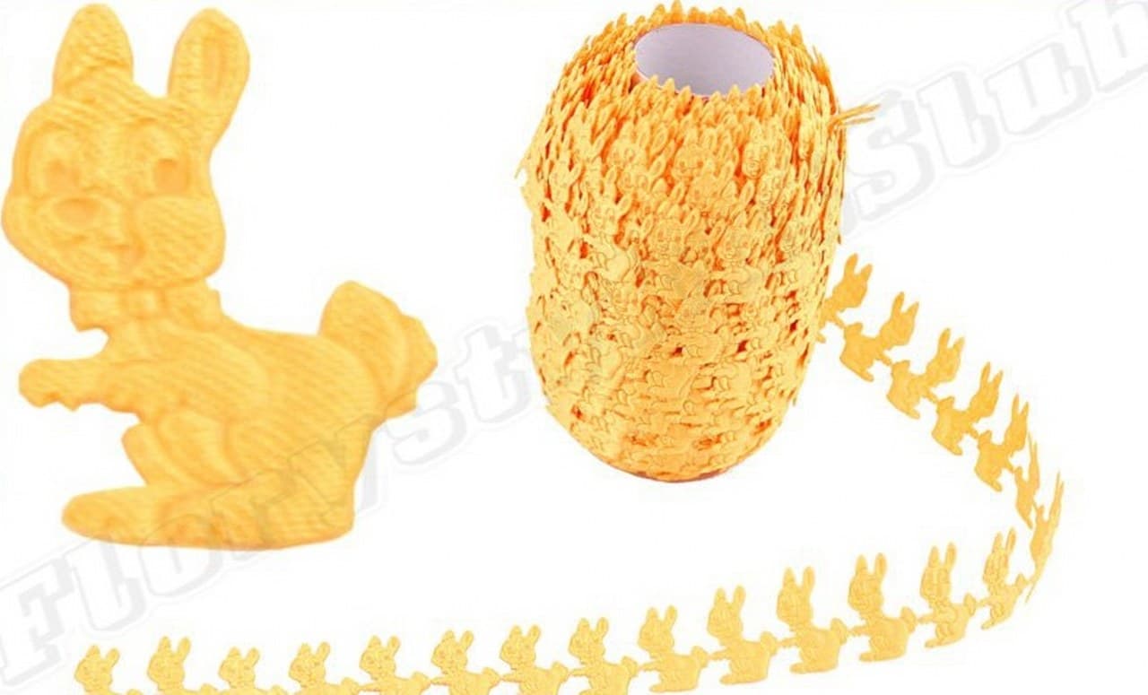 Aplikacje zajączek 1,5x2,5cm/65szt,1mb, żółte