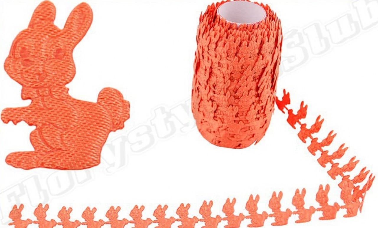 Aplikacje zajączek 1,5x2,5cm/65szt,1mb, pomarańcz