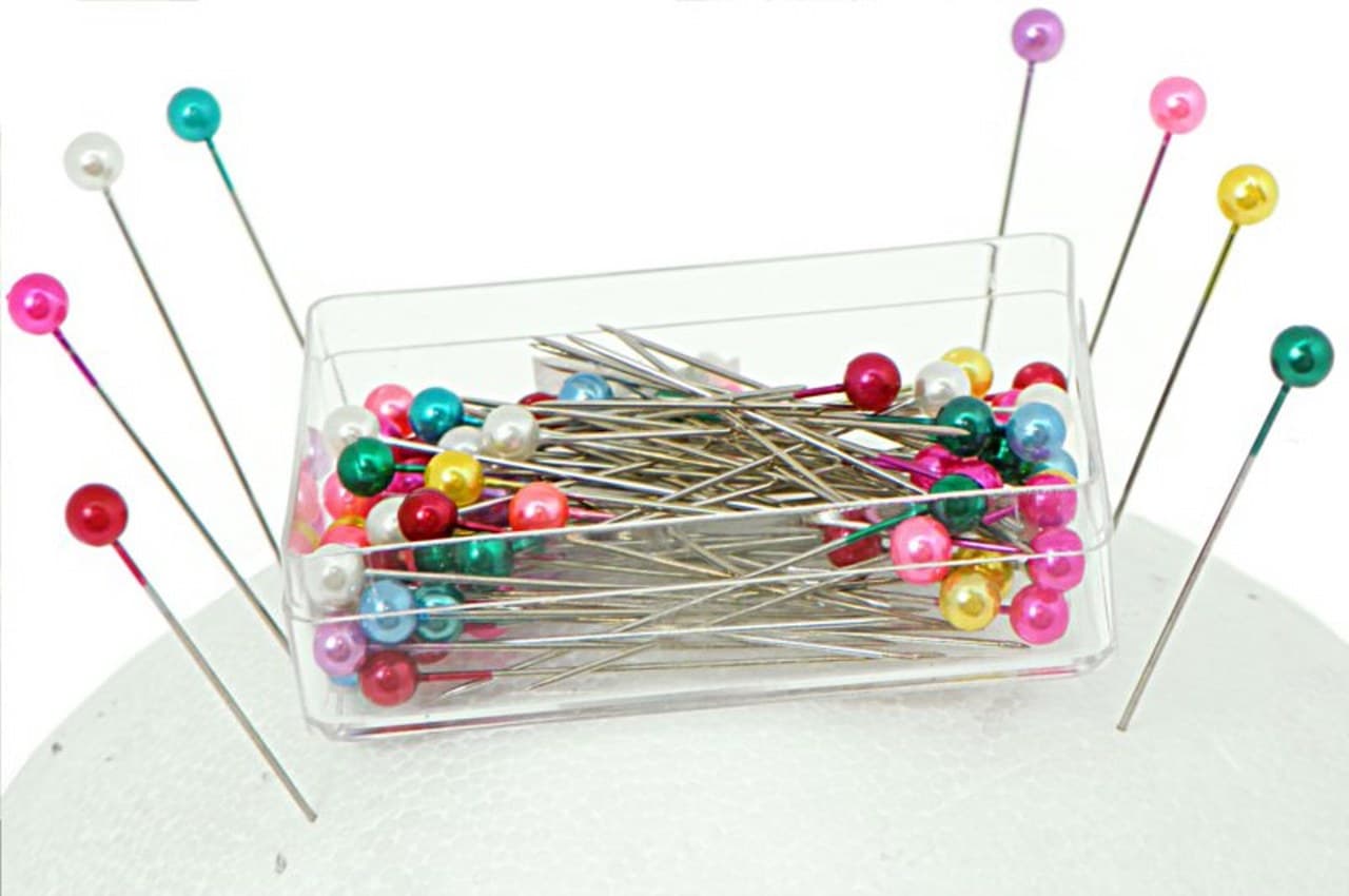 Szpilki z perełką 5mm, 75szt. miks kolorów