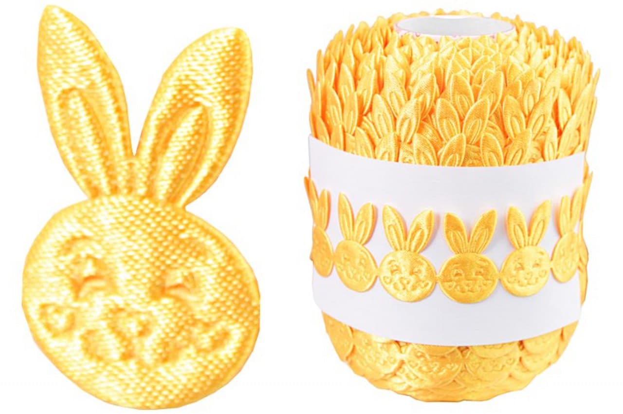 Aplikacje głowa zająca 1,7x2,7cm/29szt, żółty