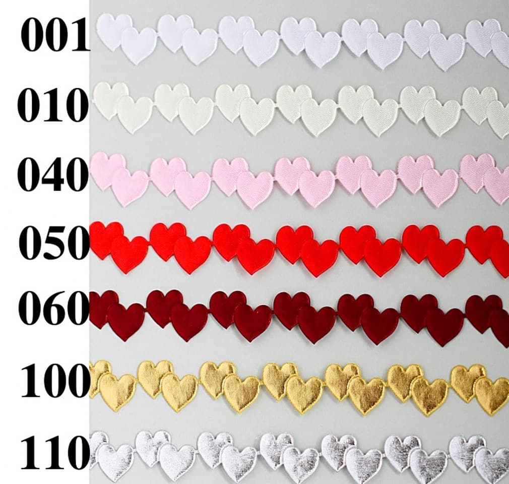 Aplikacje serce podwójne 2x2cm 1m/50szt złote