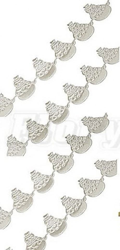 Aplikacje bałwanek 1m/40szt. 2x3cm srebrne