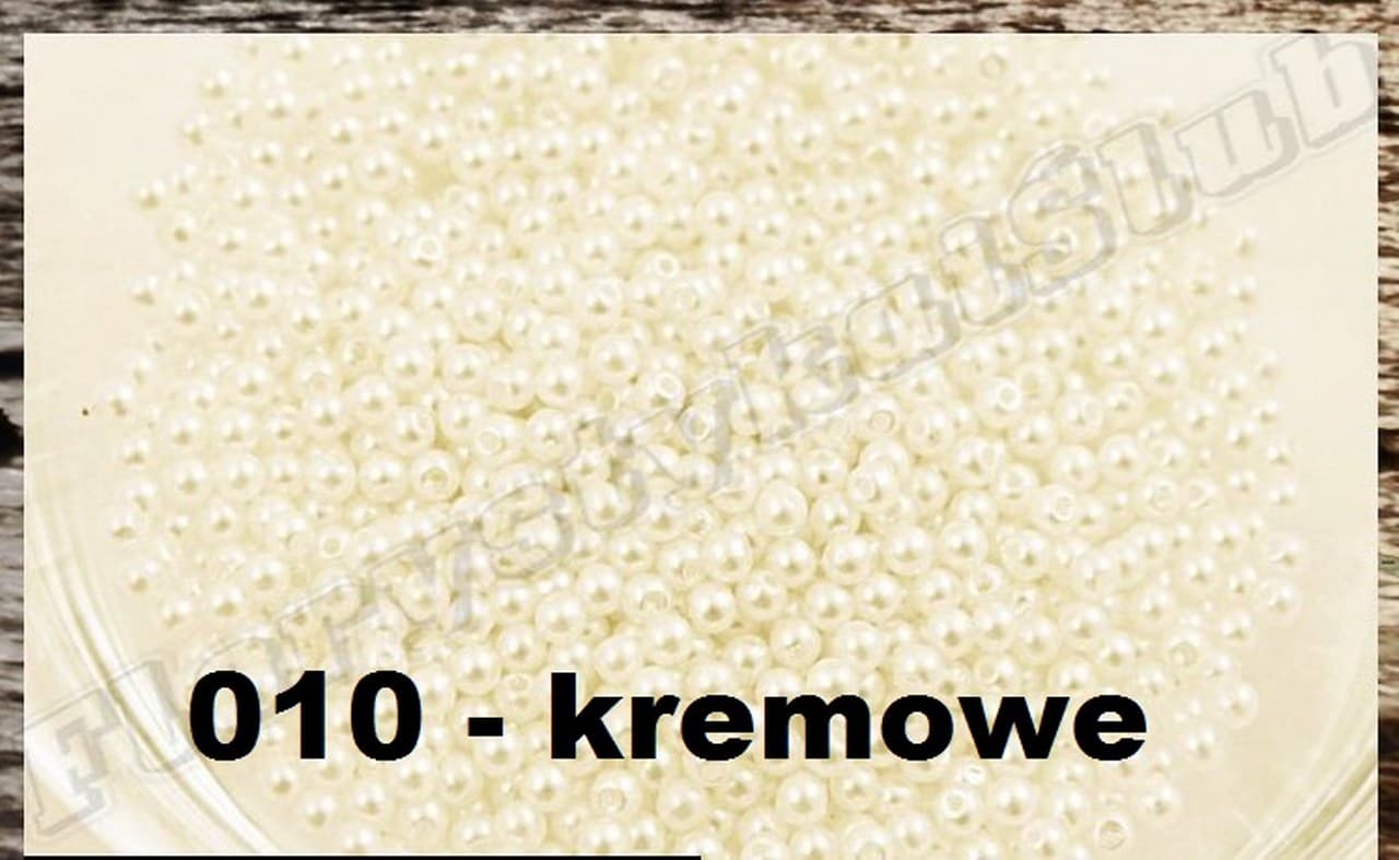 Koraliki (perełki) z dziurką, 4mm/35g, kremowa