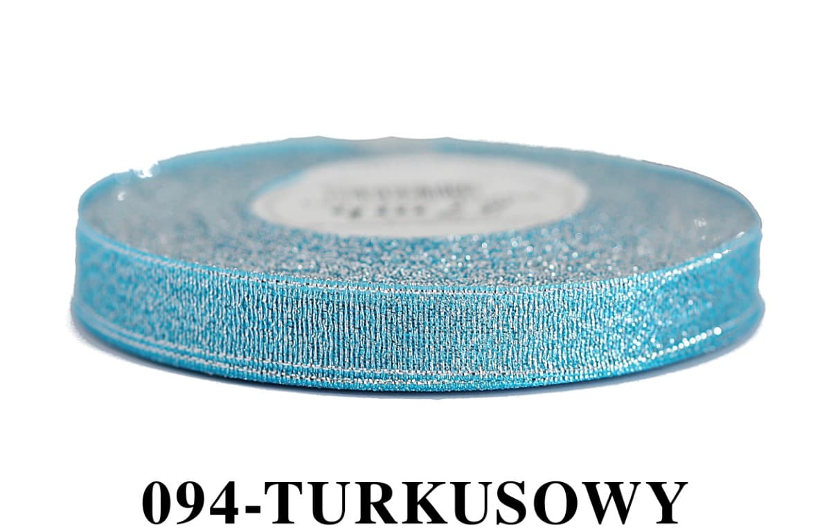 Wstążka brokatowa 12mm/27mb, turkusowa