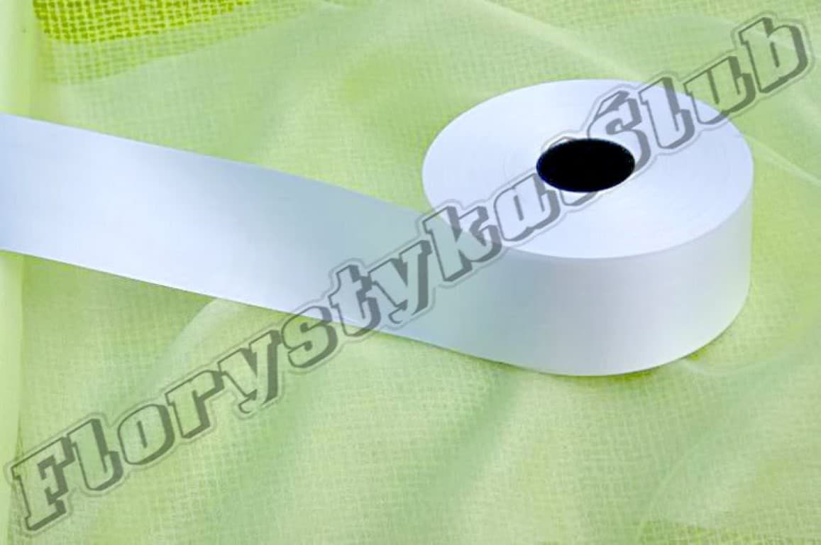 Wstążka Plastikowa 6cm/100m biała perłowa