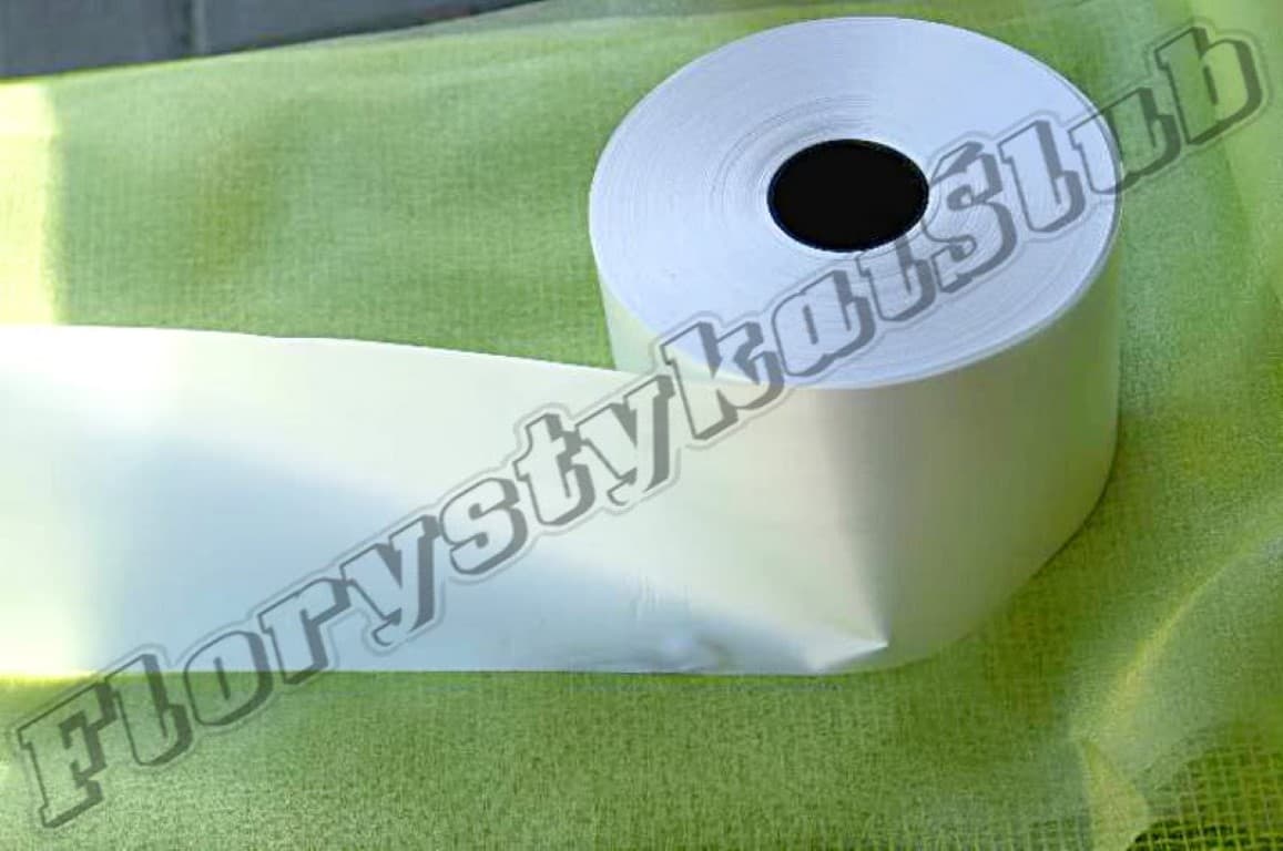 Wstążka Plastikowa 8cm/100m biała perłowa