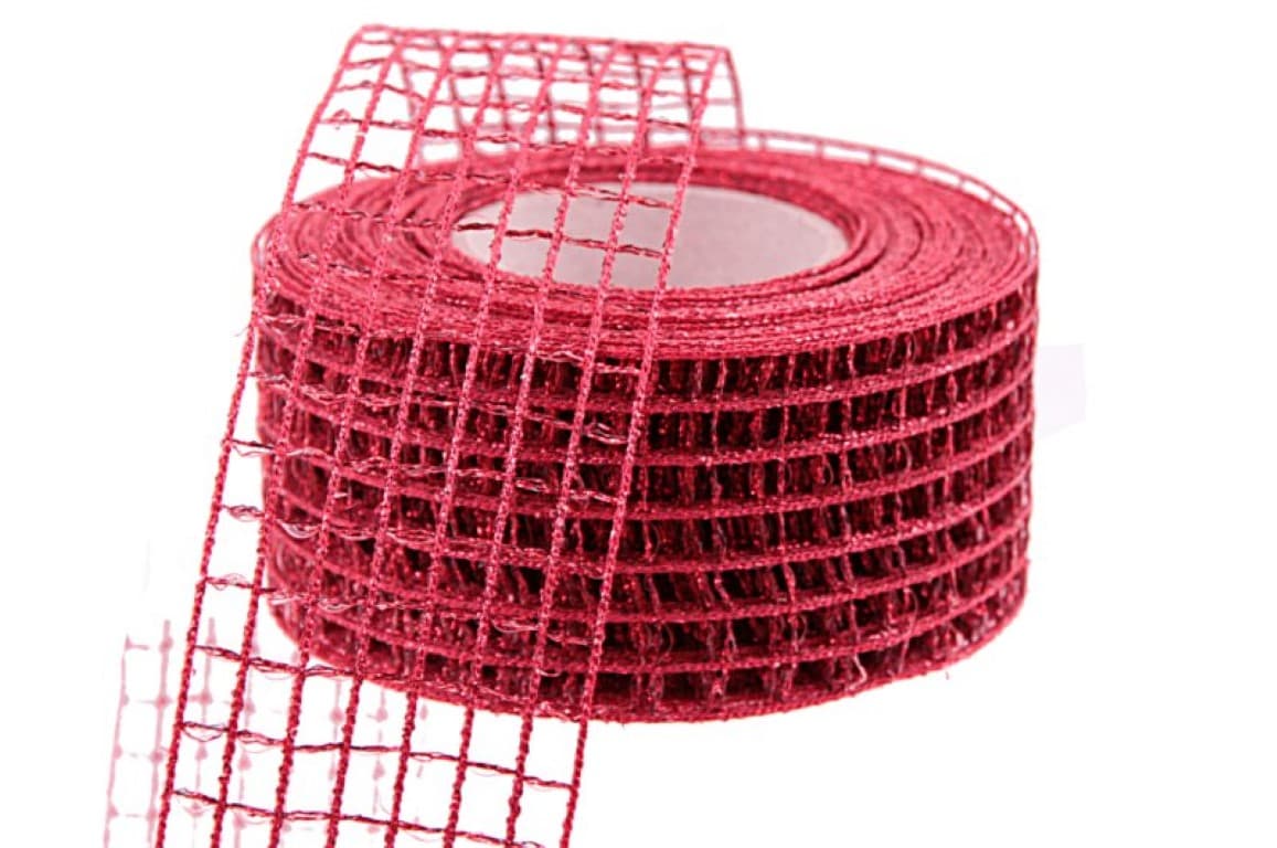 Wstążka siatkowa metalizowana 5cm/10mb bordowa