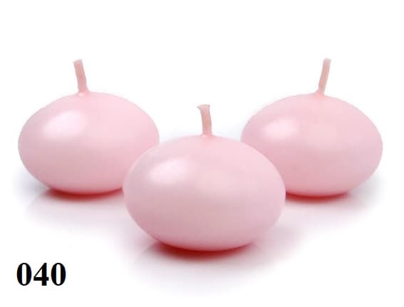 Świeca dysk pływający matowy śr. 4 cm różowy