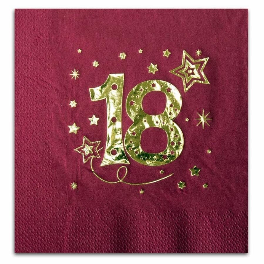 Serwetki na 18 urodziny, 33x33, 20 szt, bordowe