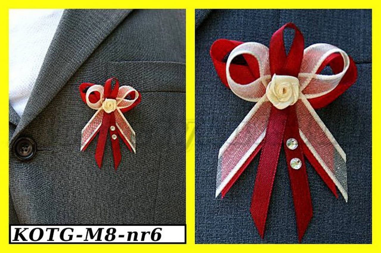 Kotylion dla Gości z dżetami. krem/bordo 