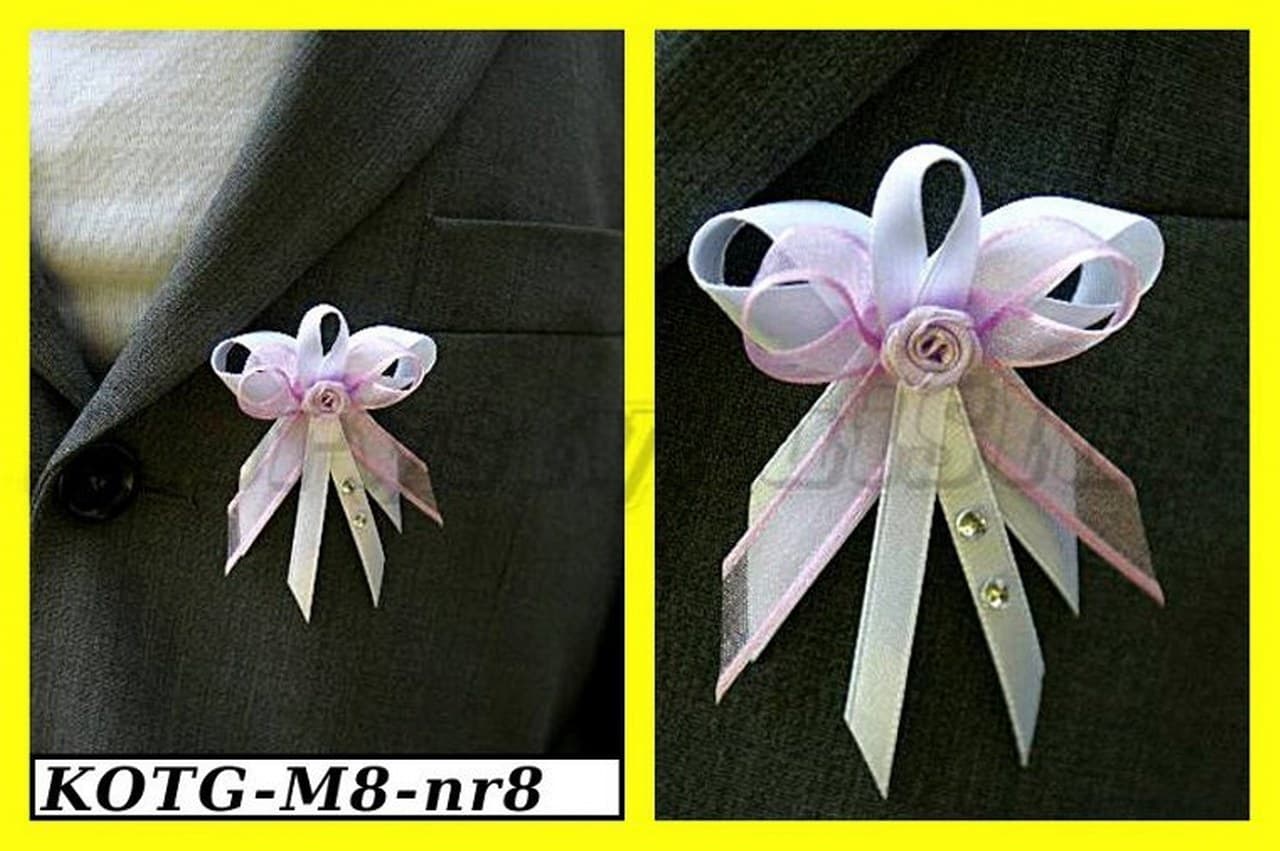 Kotylion dla Gości z dżetami. wrzosowy