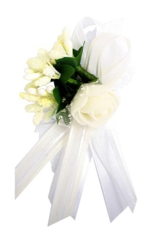 Kotylion dla rodziców 1 kwiat, 7x10cm,  jasny krem