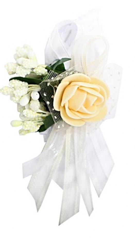 Kotylion dla rodziców 1 kwiat, 7x10cm, ciemny krem