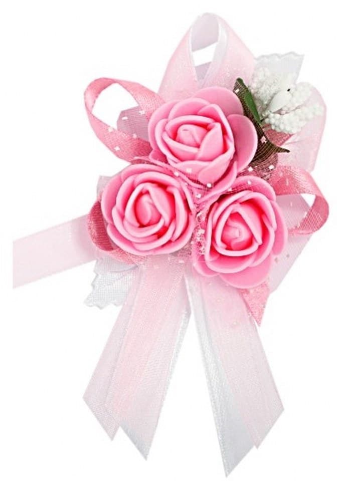 Duży kotylion dla rodziców 6x9cm, różowy