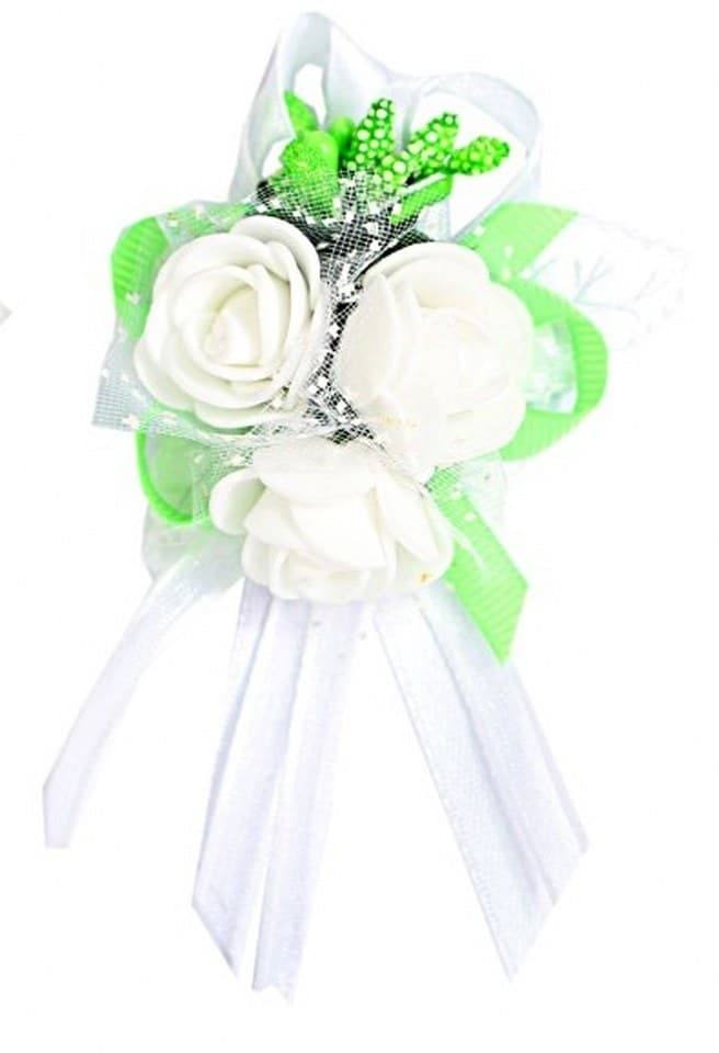 Duży kotylion dla rodziców 6x9cm, b/seledynowy