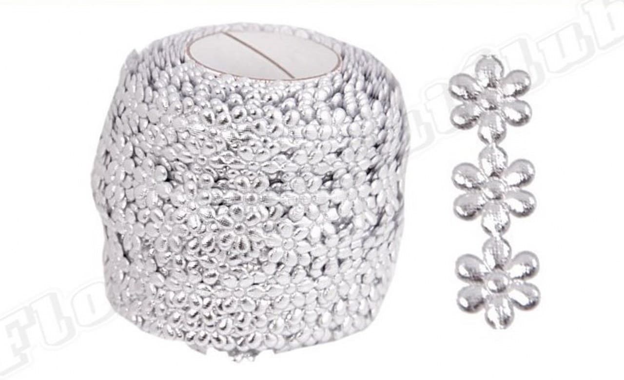 Aplikacje kwiatek pełny mały metal. srebrny 1mb