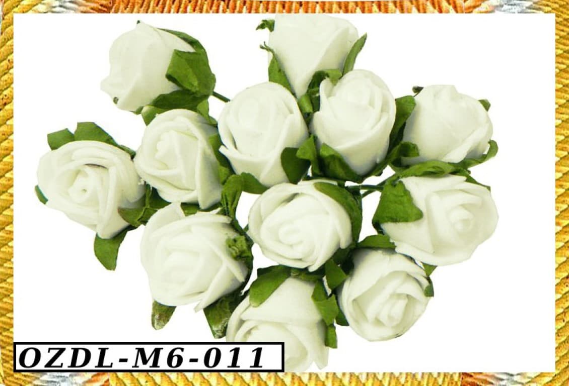 Piankowe róże na drucie 1,5cm/12szt, j. kremowe