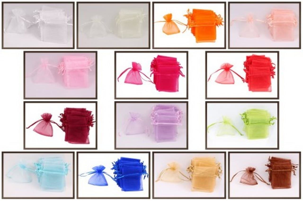 Woreczki z organzy, 8x10cm/12szt., brązowe