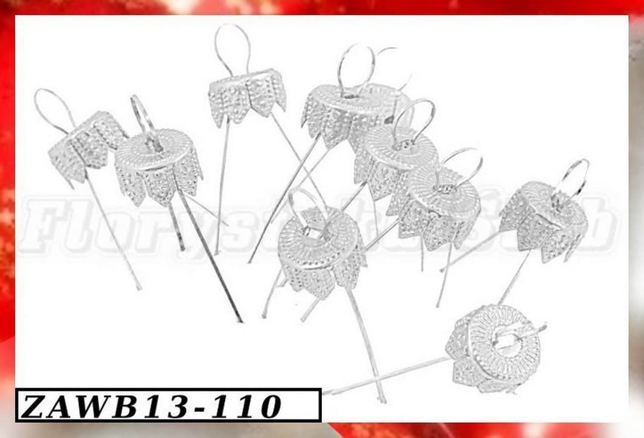Zawieszki na bombki 6-10cm, śr.13mm 10szt. srebrne
