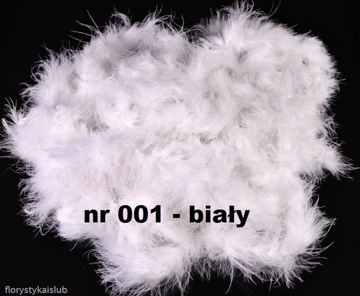 Szal Boa, z piór marabuta, 1m  biały