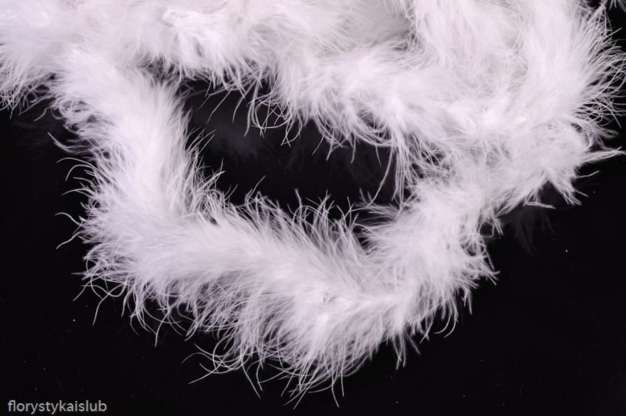 Szal Boa, z piór marabuta, 1m  biały