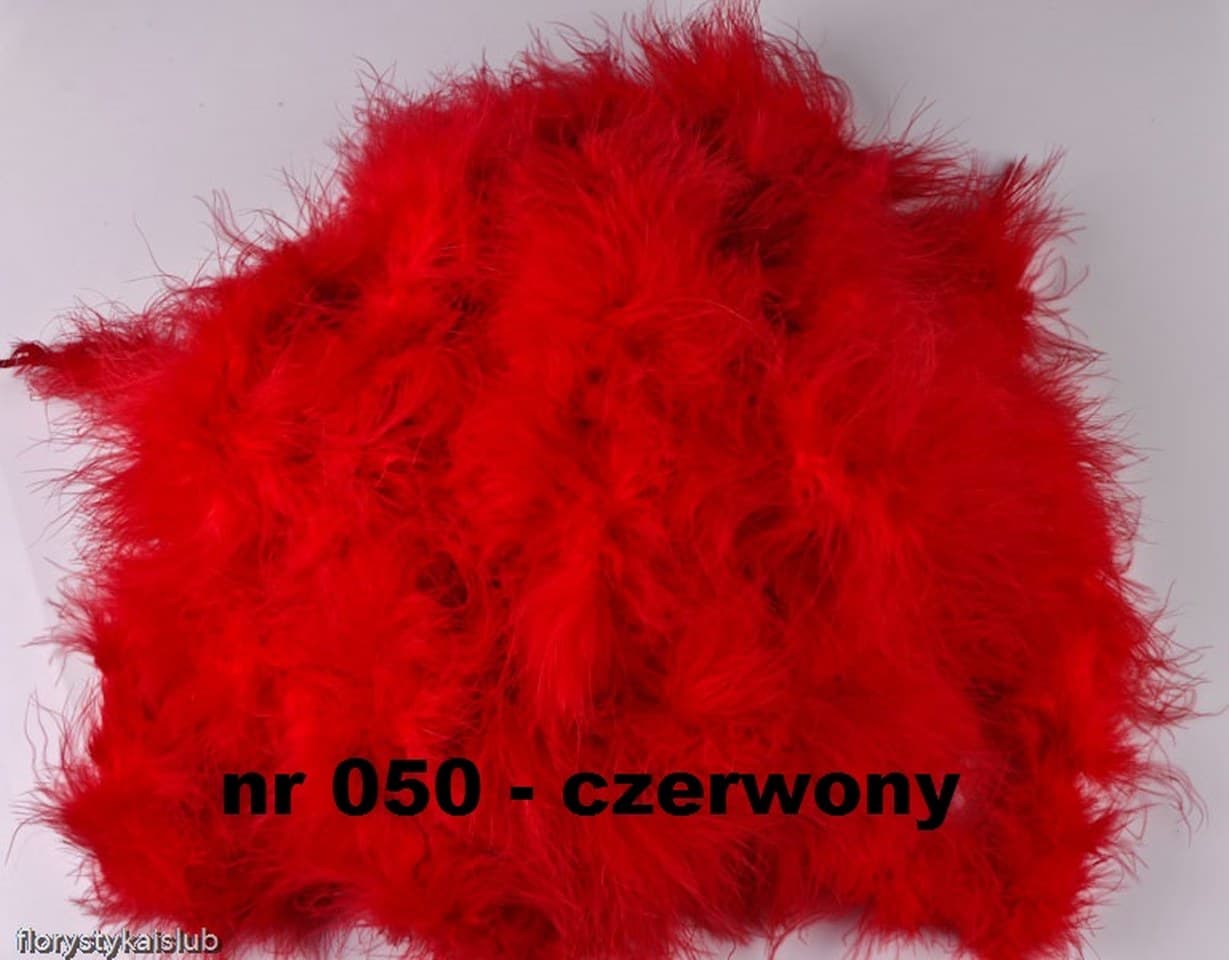 Szal Boa, z piór marabuta, 1m  czerwony