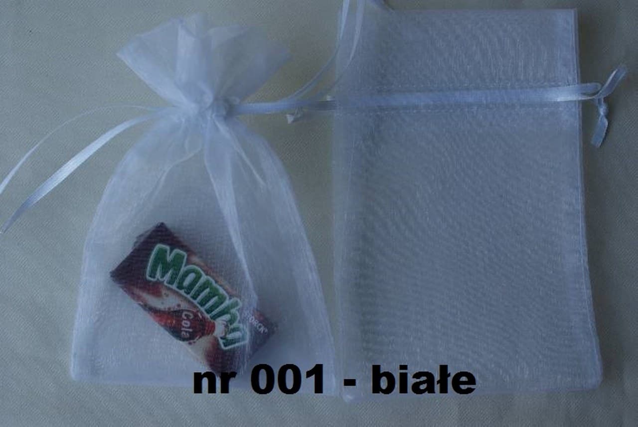 Woreczki z organzy, 9x13cm/12szt, białe