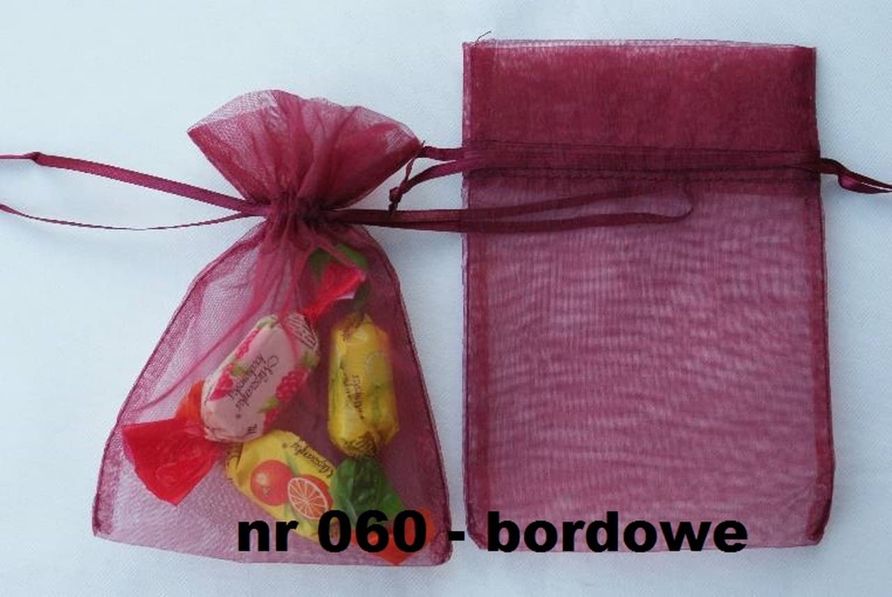 Woreczki z organzy 9x13cm/12szt. bordowe