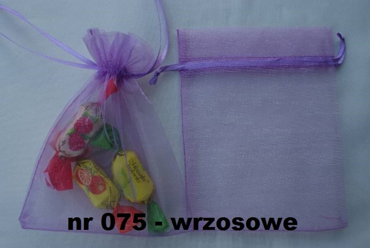 Woreczki z organzy, 9x13cm/12szt. wrzosowe