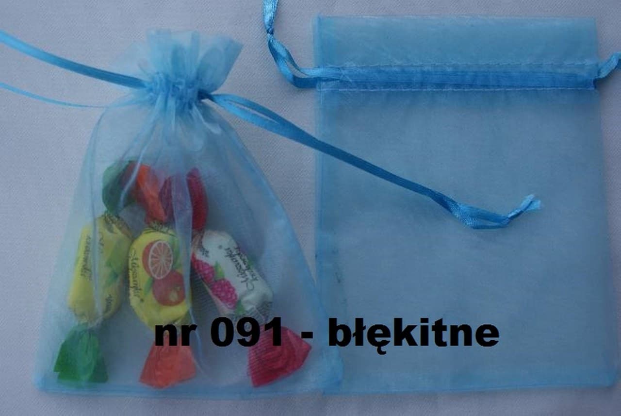 Woreczki z organzy, 9x13cm/12szt. błękitne