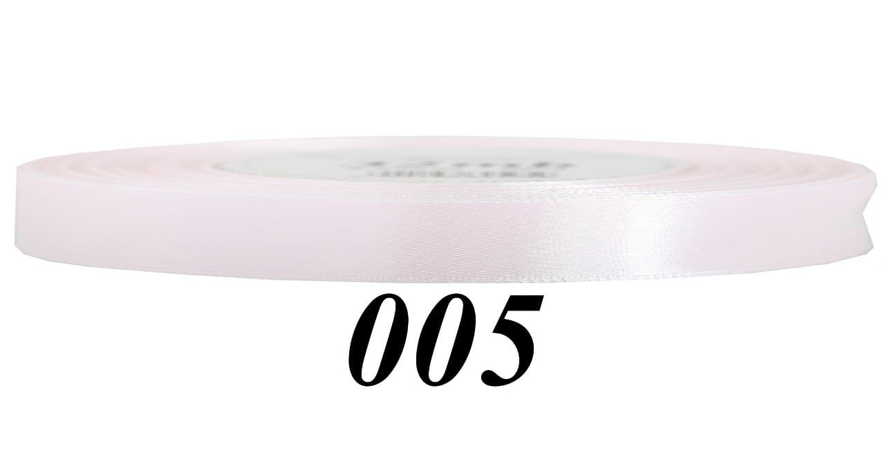 Wstążka satynowa 6mm/32mb, biały pudrowy