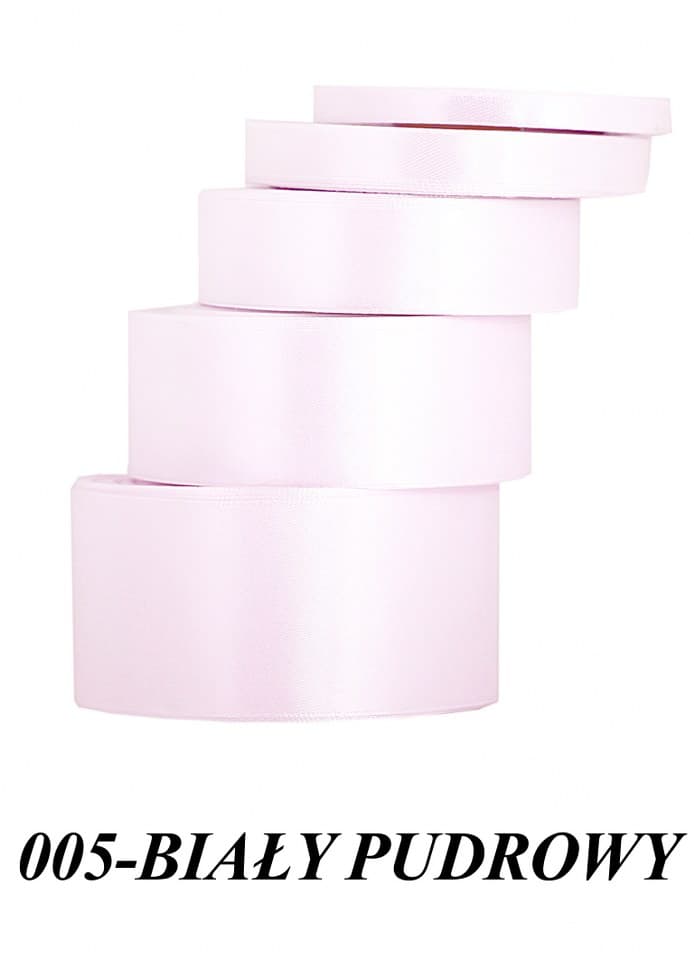 Wstążka satynowa 12mm/32mb, biały pudrowy