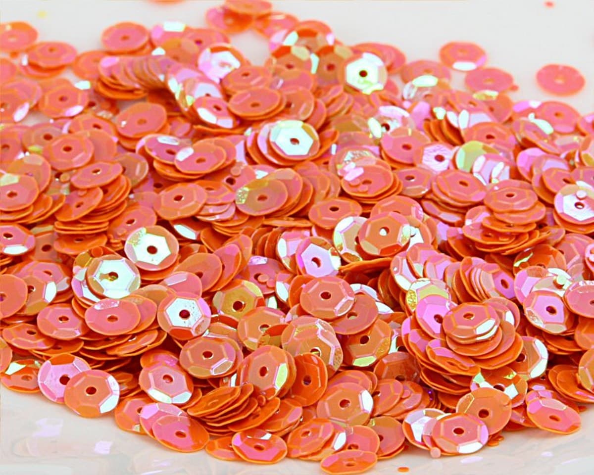 Cekiny 6mm/15gram pomarańczowy mieniący