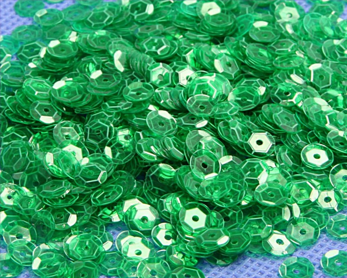 Cekiny 6mm/15gram zielony przeźroczysty