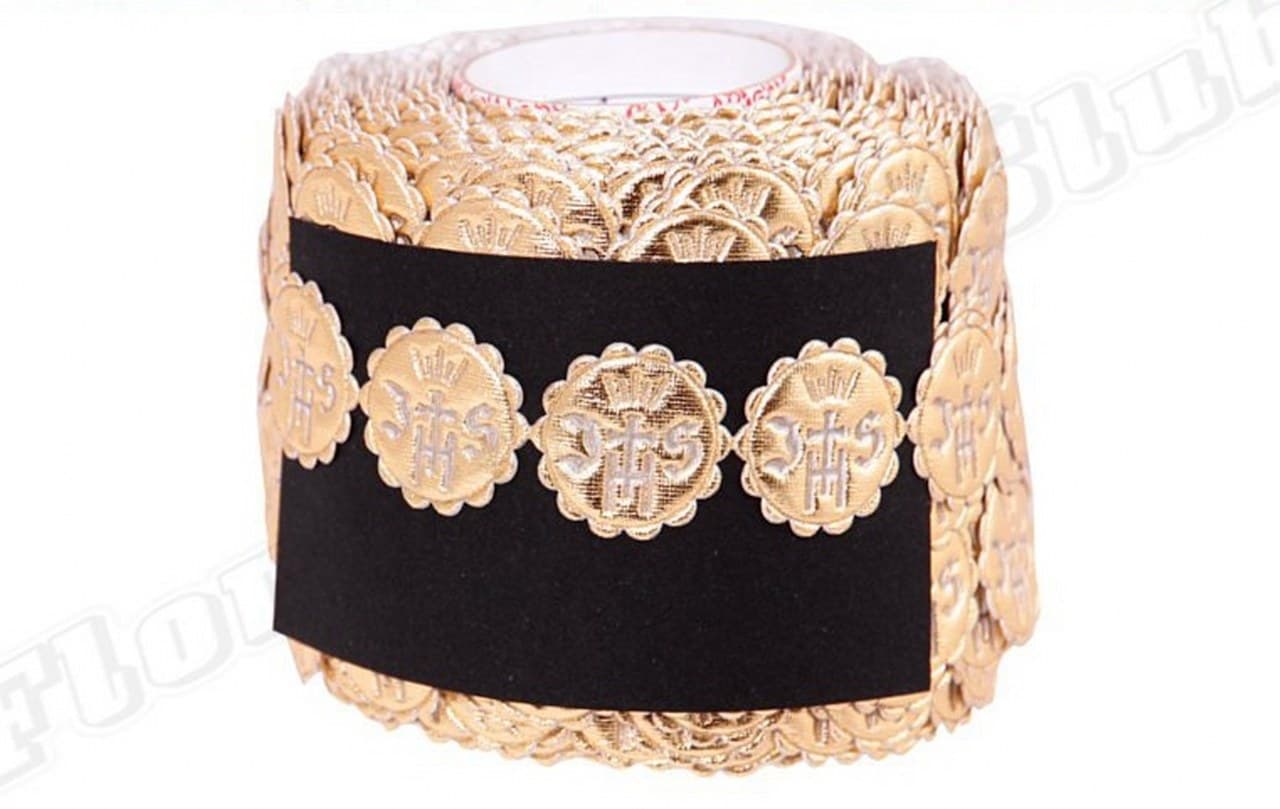 Aplikacje komunijne IHS śr. 2cm/50szt, 1mb, złote