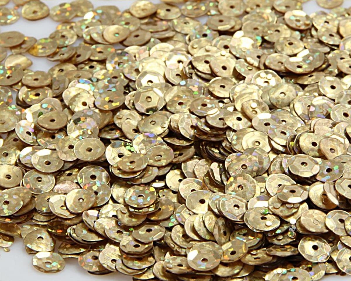 Cekiny 6mm/15gram jasnozłoty brokat